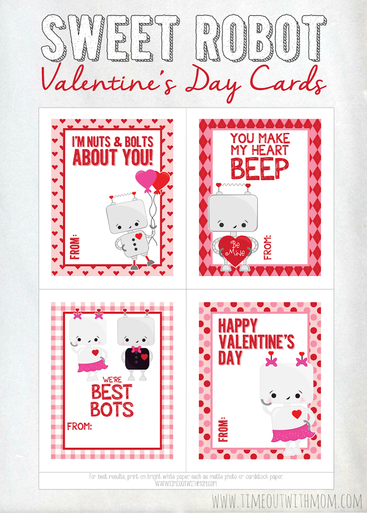 10 Printable Robot Valentines @michellepaigeblogs.com