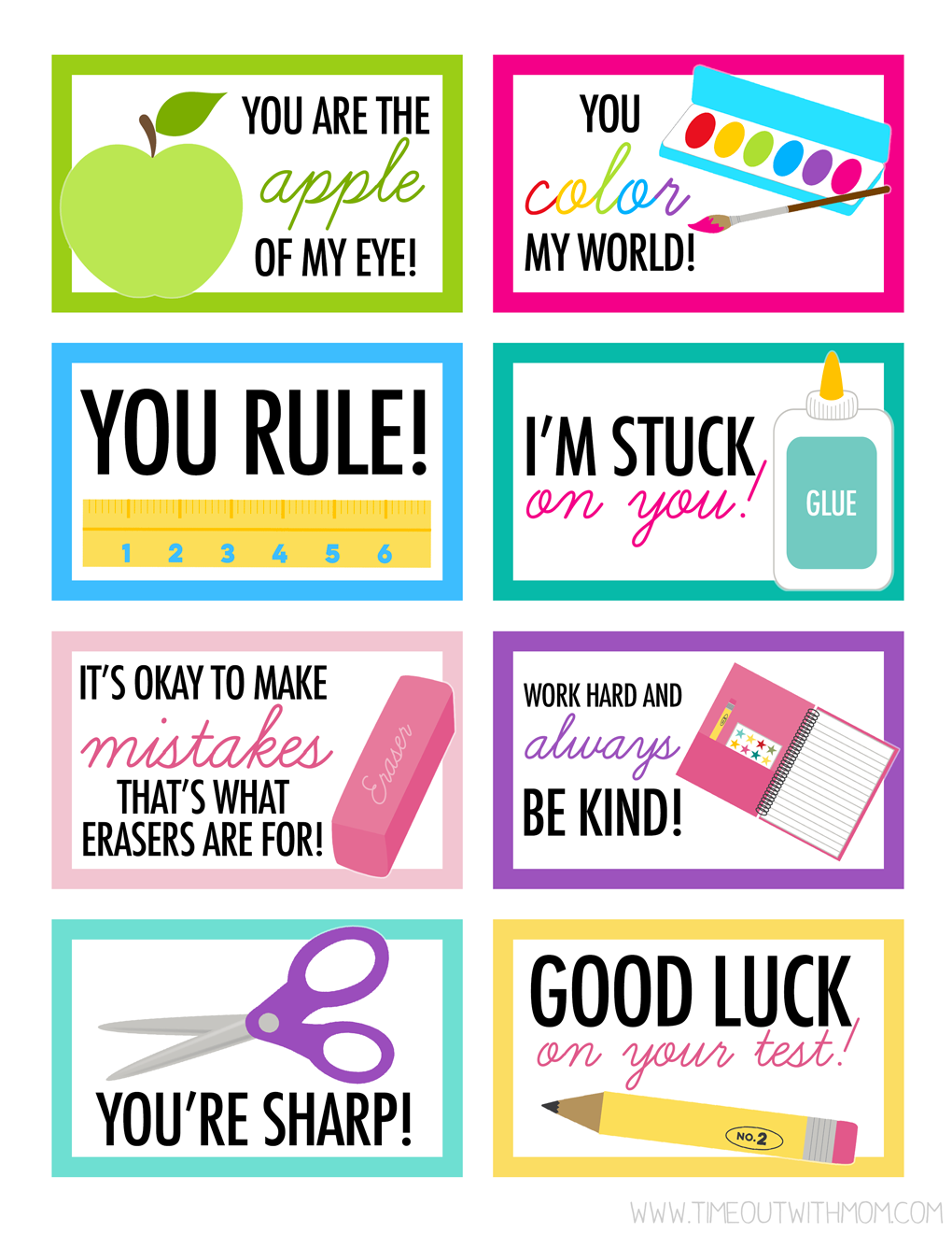 free lunch box notes printables